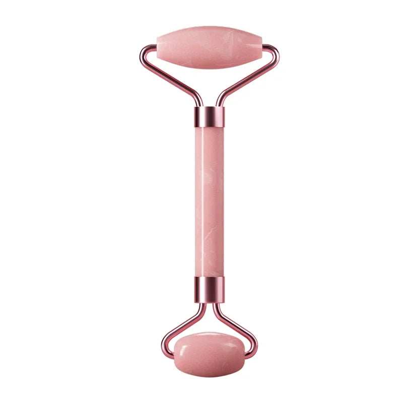 Rolo de Quartzo Rosa + Gua Sha | Massagem Facial Rejuvenescedora
